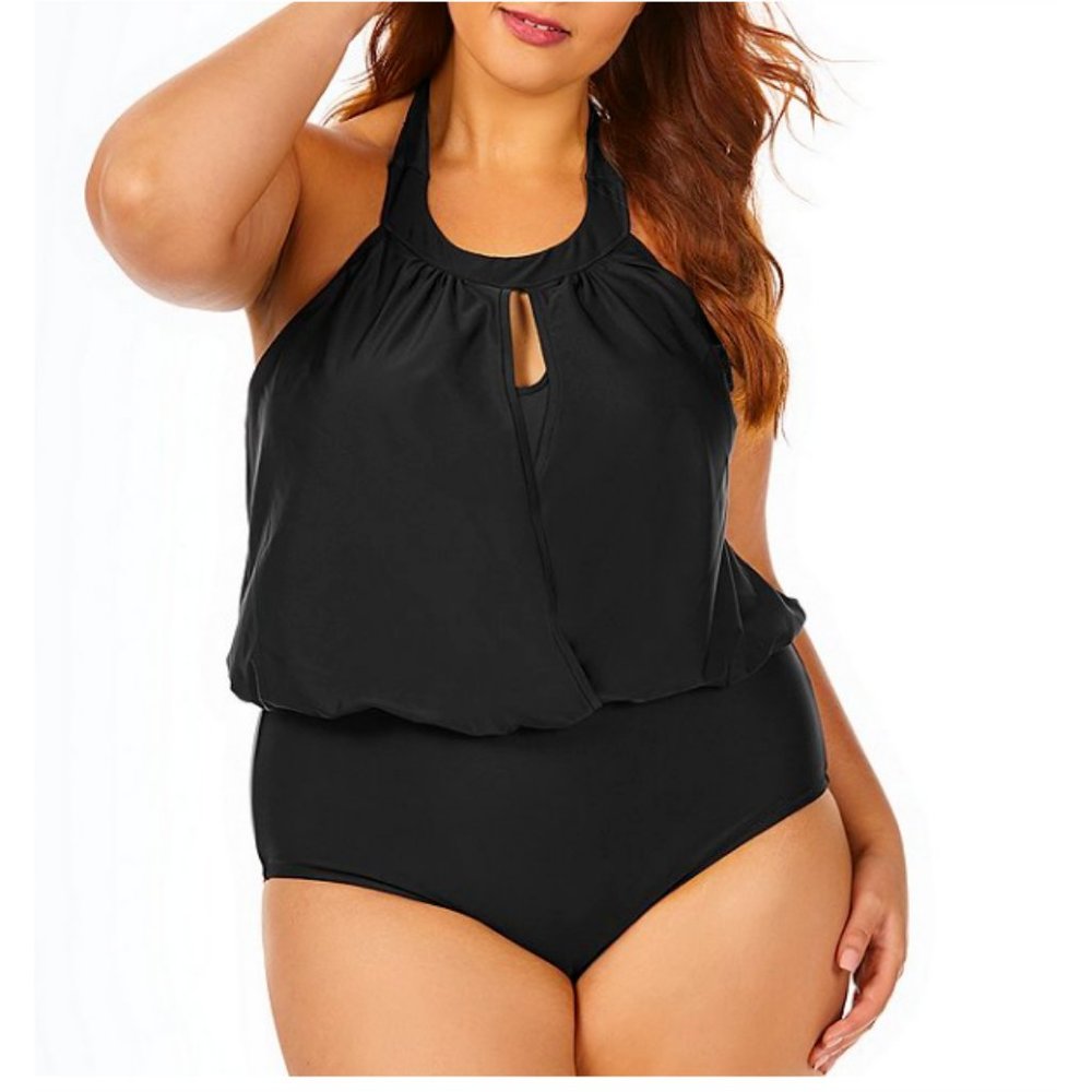 Raisins Curve $94 Black Casablanca High Neck One Piece Swimsuit Size 22W